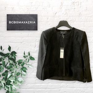 BCBGMAXAZRIA Womens Microsuede Cape Garry in Black Size Medium